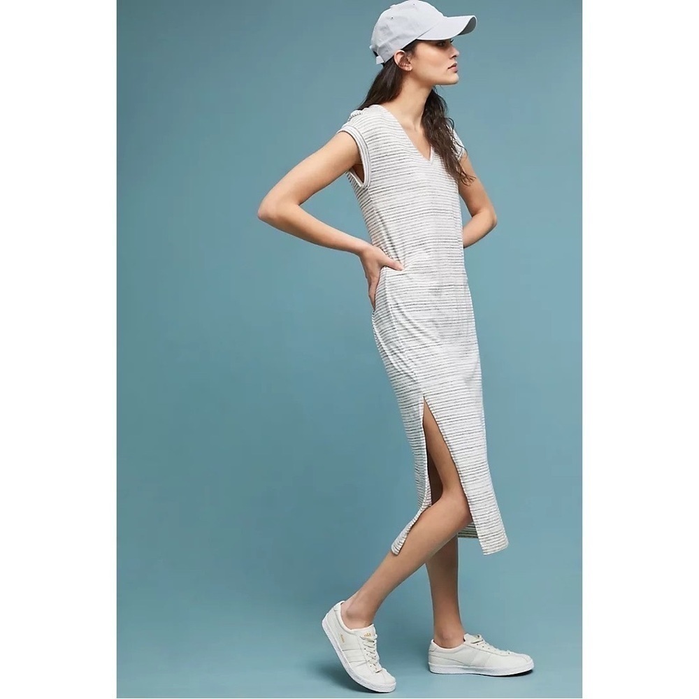 Anthropologie Cloth & Stone Riley Maxi Dress Striped Tee Shirt Dress Size Medium